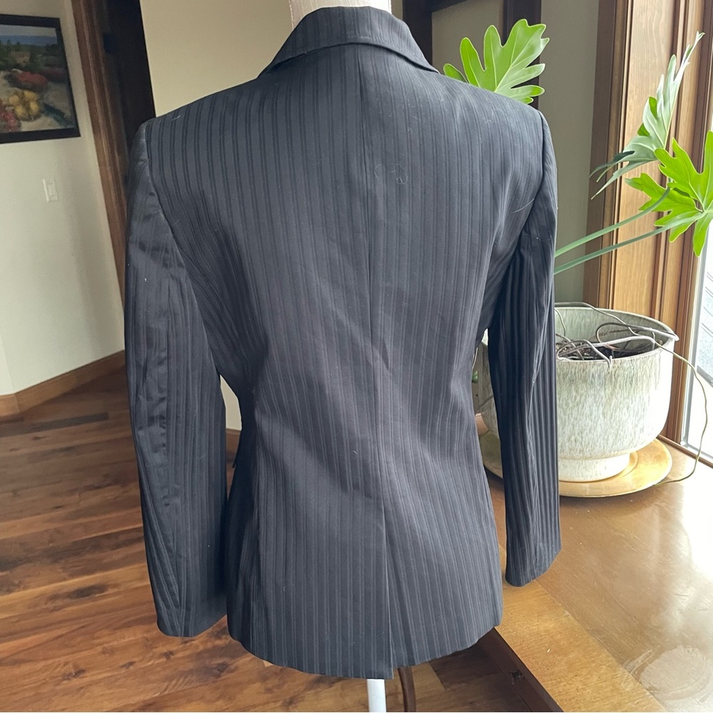 Anne Klein 2 Black Cotton Striped Blazer & Pants Suit Set size 6 - Picture 4 of 15